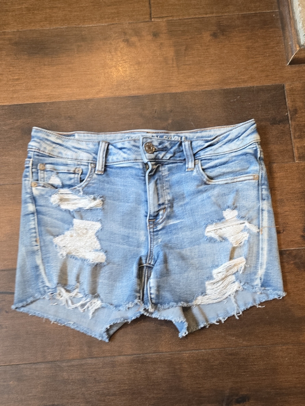 American Eagle Outfitters Light Wash Distressed Denim Shorts